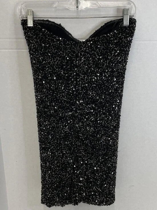 Retrofete Black Sequin Mini Dress S NWT Party Bachelorette Night Out Strapless - Picture 3 of 7